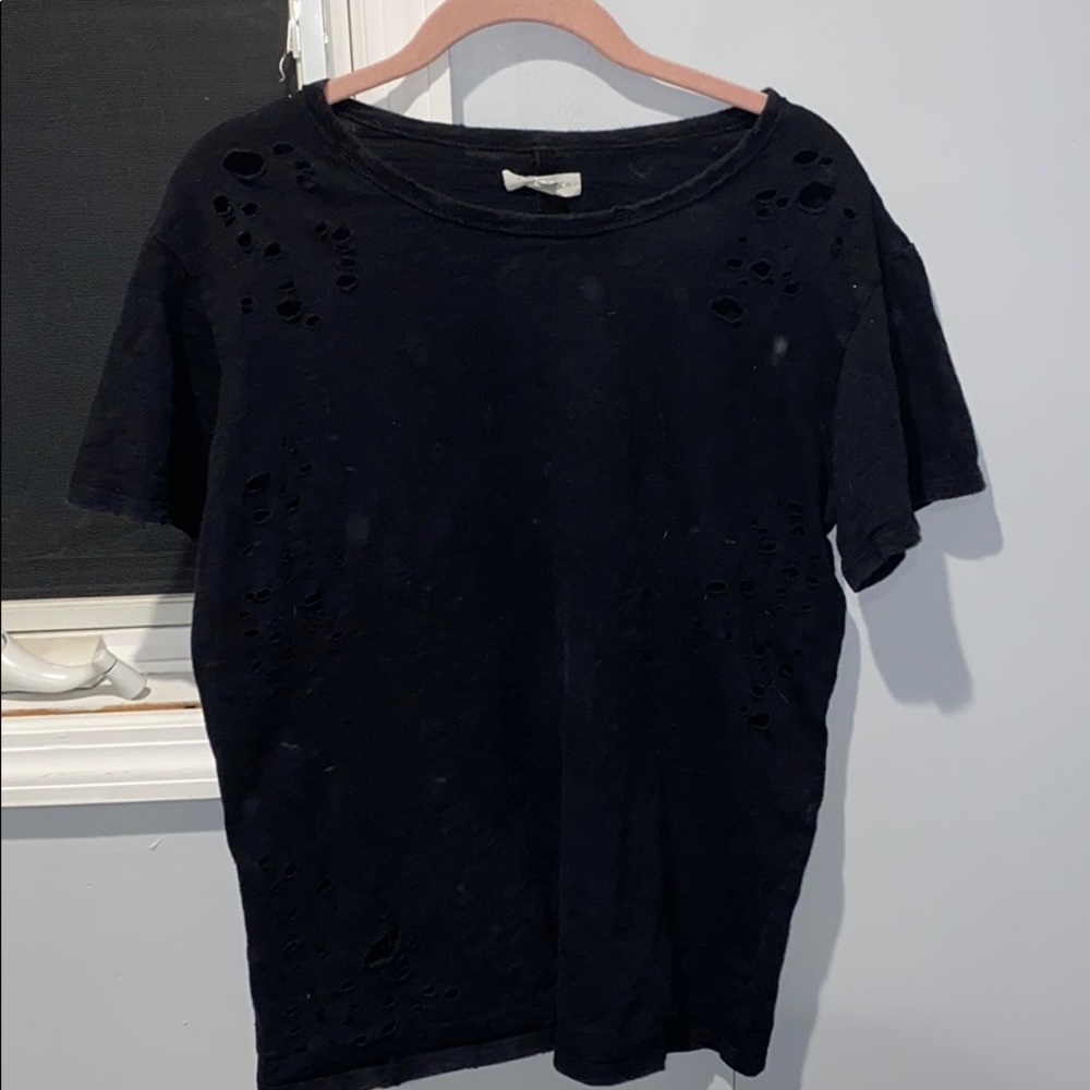 Distressed black T-shirt